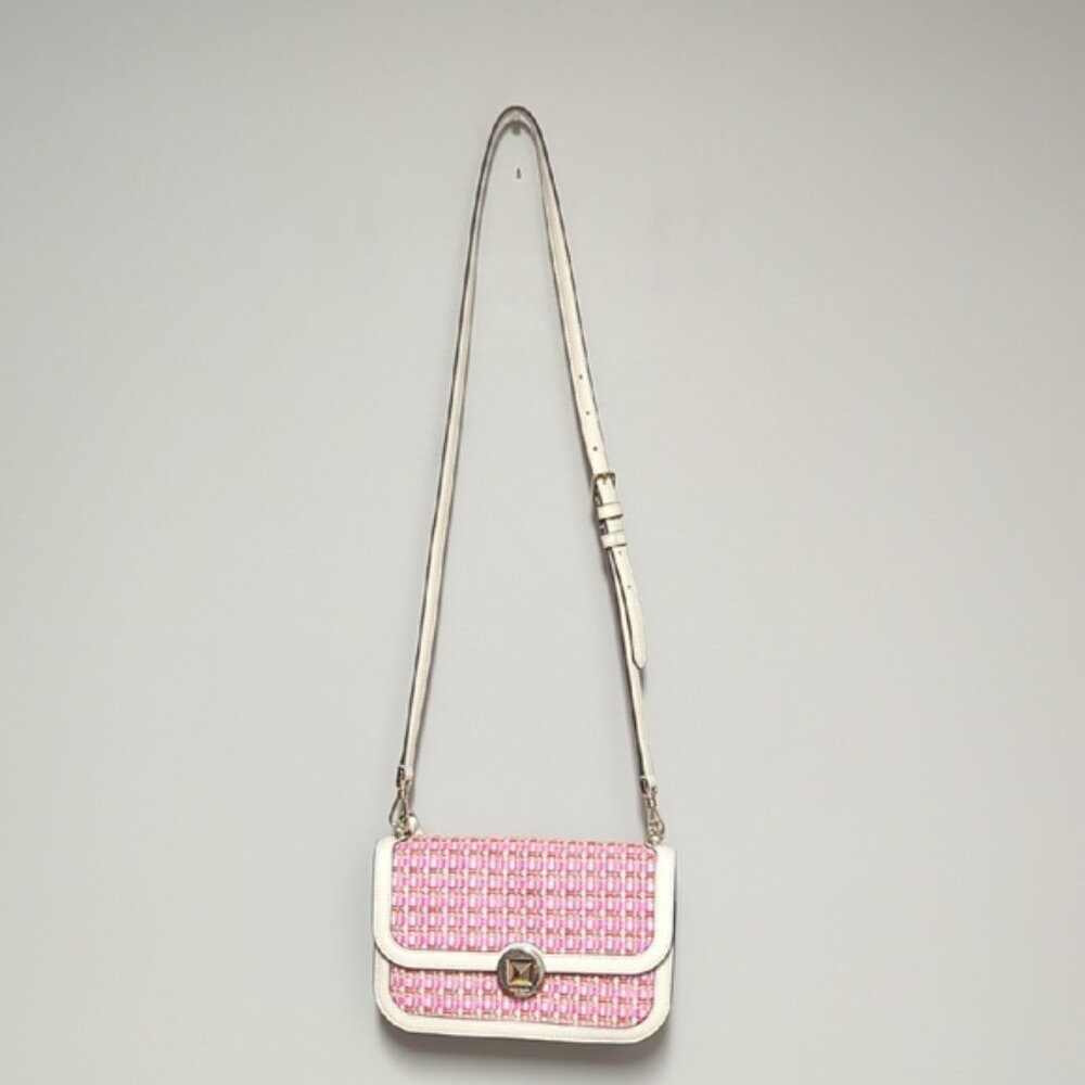 Kate Spade Pink and White Crossbody Bag with Textured Elegance